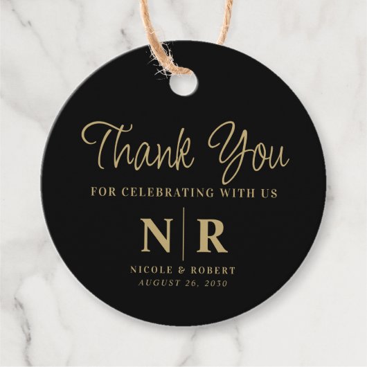 Begrüßungsbeutel oder -körbe für das Hochzeitsmono Geschenkanhänger (Vorderseite)