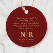 Begrüßungsbeutel oder -körbe für das Hochzeitsmono Geschenkanhänger (Rückseite)