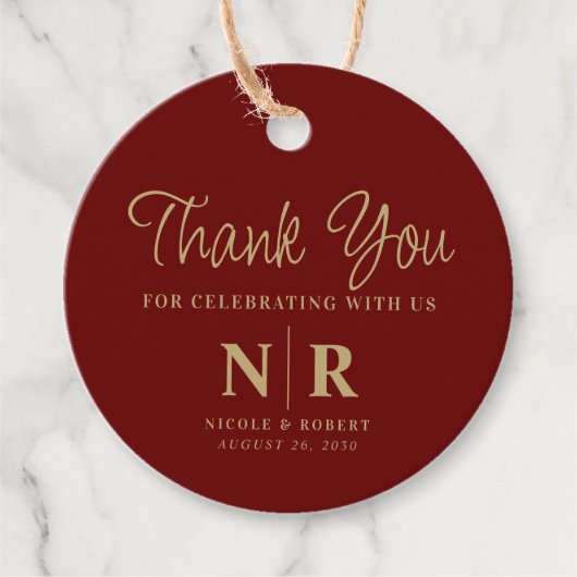 Begrüßungsbeutel oder -körbe für das Hochzeitsmono Geschenkanhänger (Vorderseite)