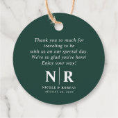 Begrüßungsbeutel oder -körbe für das Hochzeitsmono Geschenkanhänger (Rückseite)