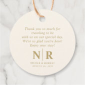 Begrüßungsbeutel oder -körbe für das Hochzeitsmono Geschenkanhänger (Rückseite)