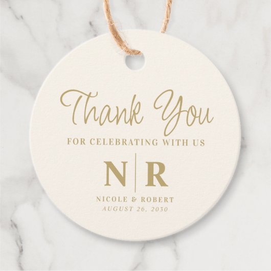 Begrüßungsbeutel oder -körbe für das Hochzeitsmono Geschenkanhänger (Vorderseite)