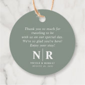 Begrüßungsbeutel oder -körbe für das Hochzeitsmono Geschenkanhänger (Rückseite)