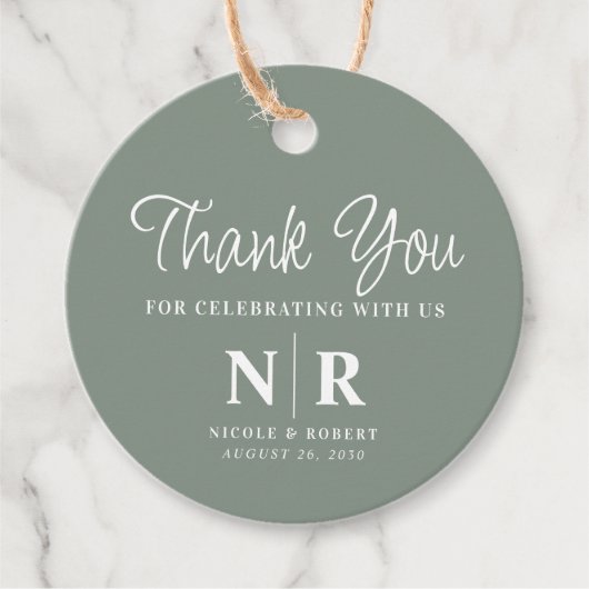 Begrüßungsbeutel oder -körbe für das Hochzeitsmono Geschenkanhänger (Vorderseite)