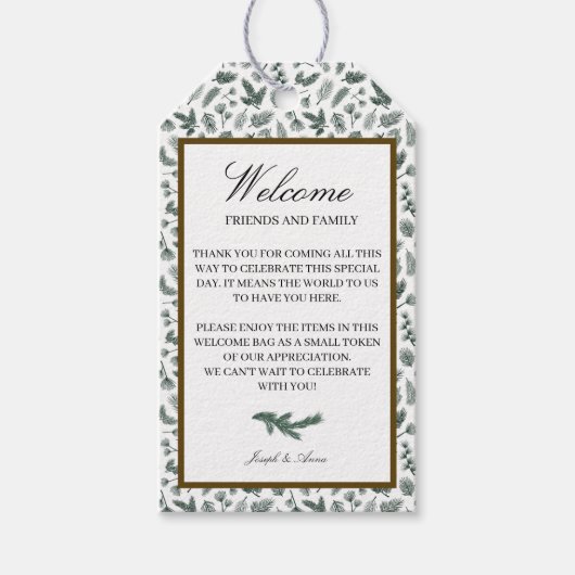 Begrüßungsbeutel-Tag am Pine Geschenkanhänger (Vorderseite)