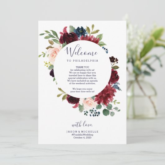 Begrüßungsbrief des Hotel Wedgeary - Burgund Einladung (Stehend Vorderseite)