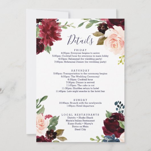 Begrüßungsbrief des Hotel Wedgeary - Burgund Einladung (Rückseite)