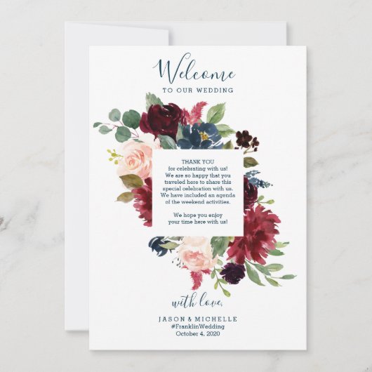 Begrüßungsbrief des Hotel Wedgeary - Burgund Einladung (Vorderseite)