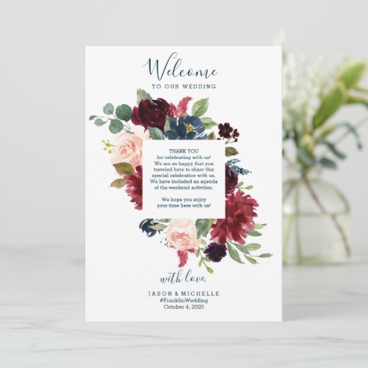 Begrüßungsbrief des Hotel Wedgeary - Burgund Einladung (Stehend Vorderseite)