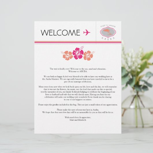 Begrüßungsbrief für Aruba (Stehend Vorderseite)