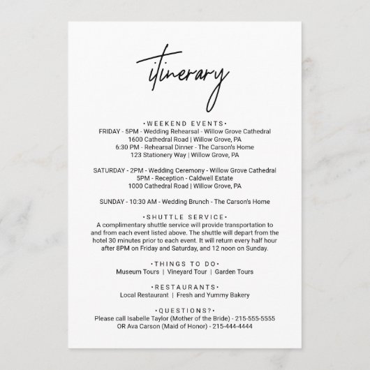 Begrüßungsbrief für die Whimsikkalligrafie Programm (Rückseite)