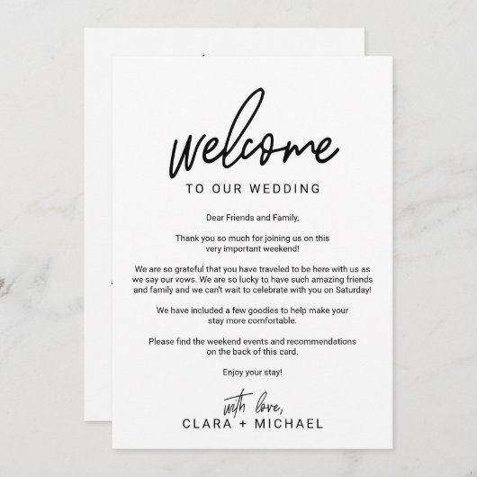 Begrüßungsbrief für die Whimsikkalligrafie Programm (Vorne/Hinten)