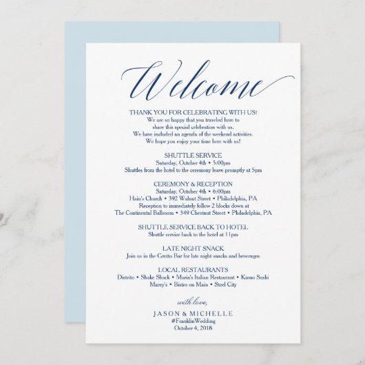 Begrüßungsbrief für Hochzeitsfahrten der Marine Programm (Vorne/Hinten)