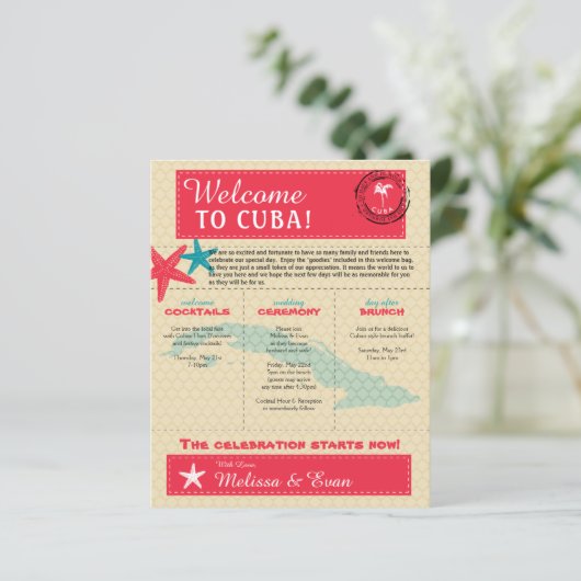 Begrüßungsbrief für Kuba Rot Aquamarin (Stehend Vorderseite)