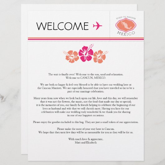 Begrüßungsbrief für Mexiko (Vorne/Hinten)