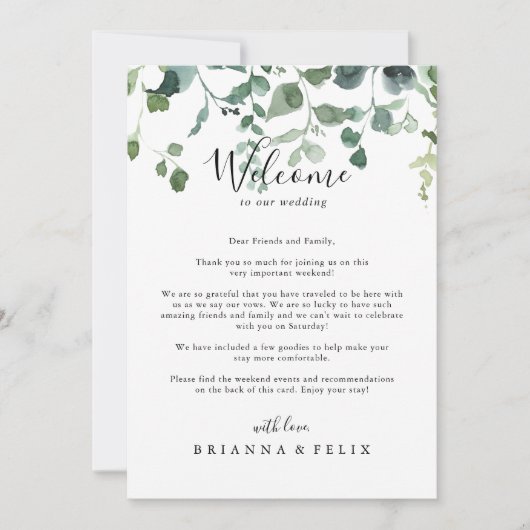 Begrüßungsbrief für Script Green Foliage (Vorderseite)