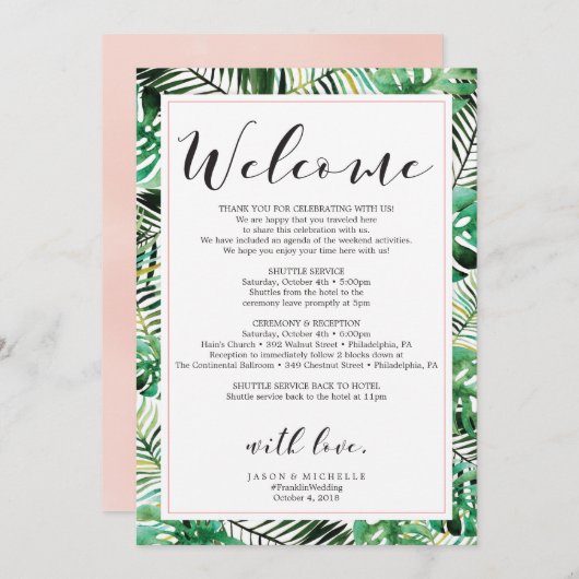 Begrüßungsbrief für tropische Hochzeiten Einladung (Vorne/Hinten)