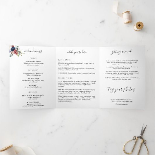 Begrüßungsbrief und Ausflug der Burgunder Marine Dreifach-gefaltete Programmkarte (Innenseite)