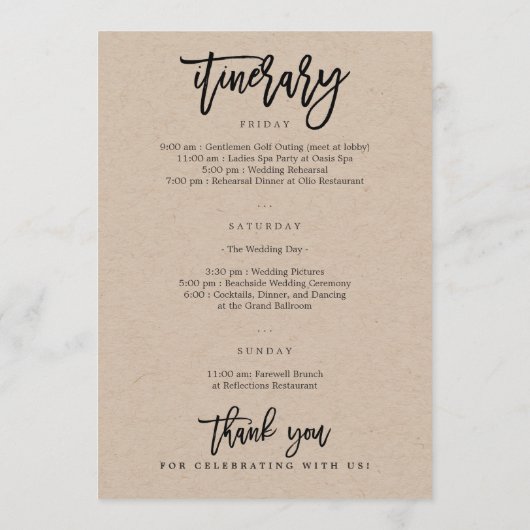 Begrüßungsbrief und Begrüßungstasche Programm (Rückseite)