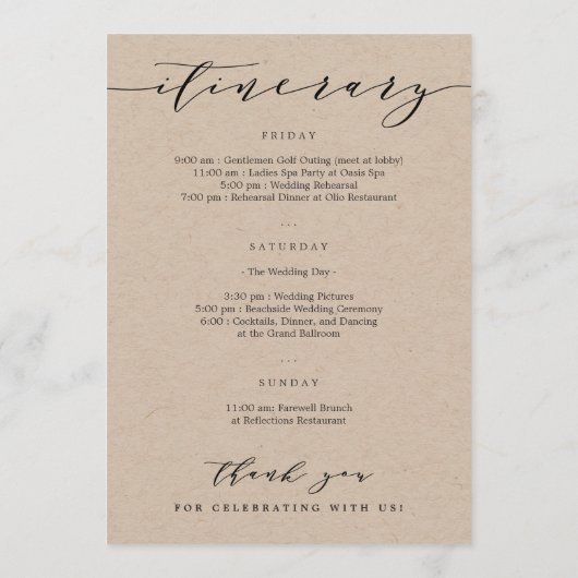 Begrüßungsbrief und Begrüßungstasche Programm (Rückseite)