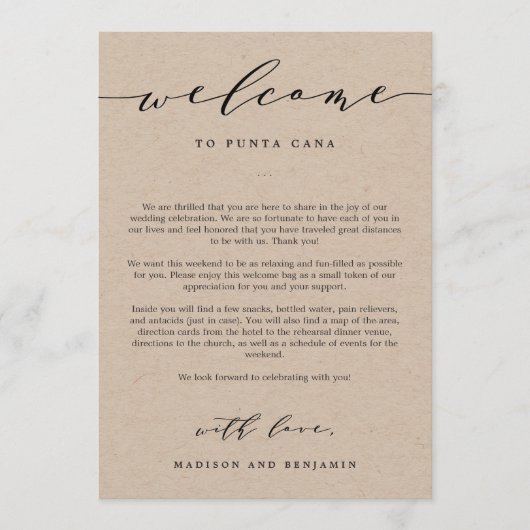 Begrüßungsbrief und Begrüßungstasche Programm (Vorderseite)