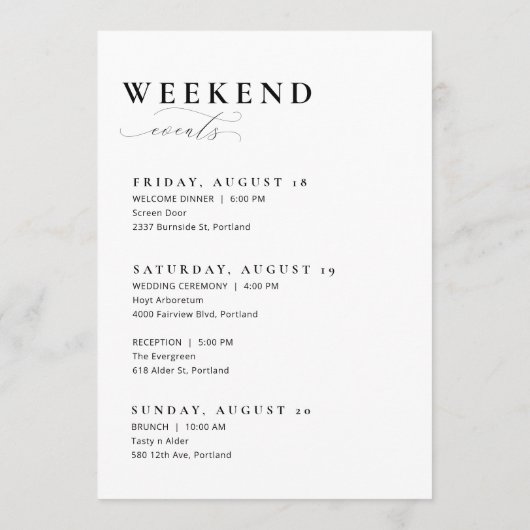 Begrüßungsbrief und Fahrplanausweis Menükarte (Rückseite)