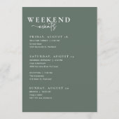 Begrüßungsbrief und Wochenendzeitkarte Menükarte (Rückseite)