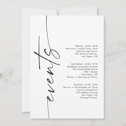 Begrüßungsbrief, Veranstaltungskarte Einladung (Rückseite)