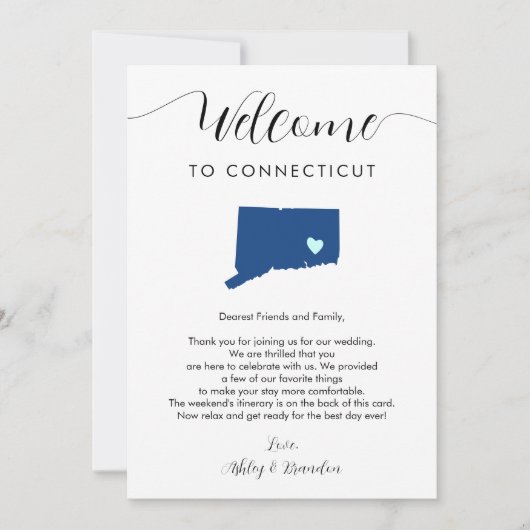 Begrüßungsbriefkarte für Connecticut (Vorderseite)