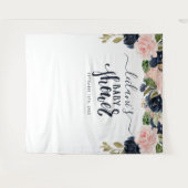 Begrüßungsdusche Navy Pink Floral Arch Wandteppich (Vorderseite (Horizontal))