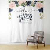 Begrüßungsdusche Navy Pink Floral Arch Wandteppich (Beispiel)