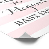 Begrüßungsdusche Schild Rosa Blume Streifen (Ecke)