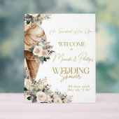 Begrüßungseis-Creme gefüllt mit Blütenboho Acrylschild (Neutral)