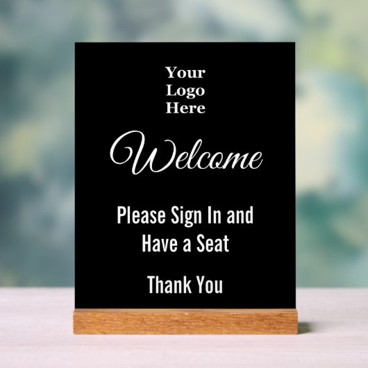 Begrüßungsempfang Bitte unterzeichnen Logo Schwarz Acrylschild (Neutral)