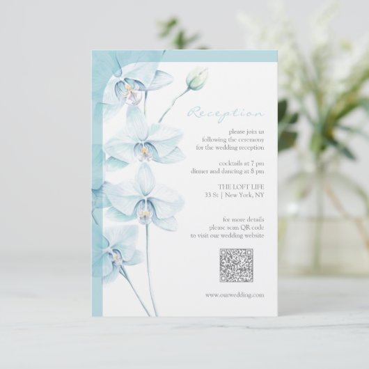 Begrüßungsempfang für Soft Blue Orchid Begleitkarte (Stehend Vorderseite)