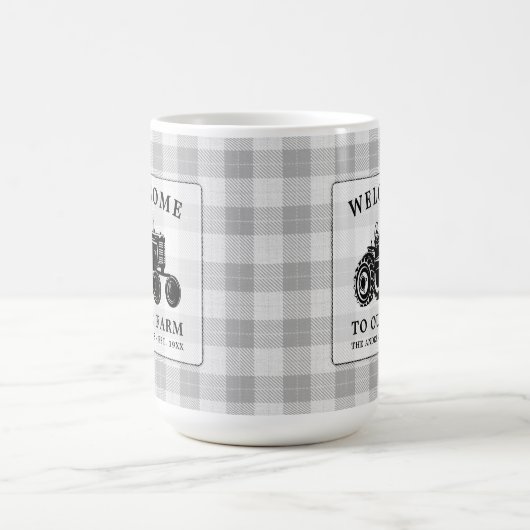 Begrüßungsfamilie Name Farm Traktor Weiß Kariert g Kaffeetasse (Mittel)