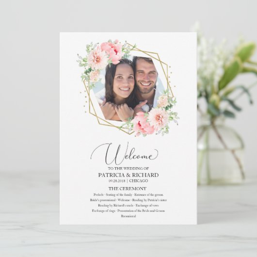 Begrüßungsfeier Blush Bloral Programm (Stehend Vorderseite)