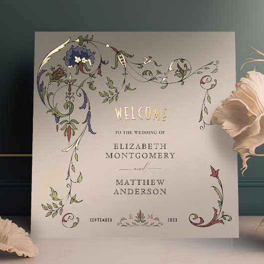 Begrüßungsfeier mit Viktorianischem Ornament Foliendrucke