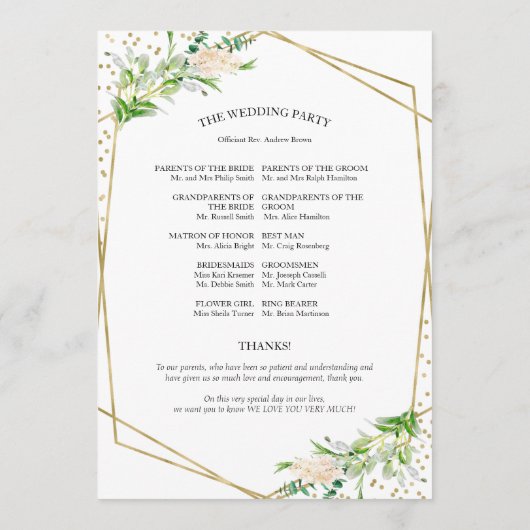 Begrüßungsfeier Programm Elegante Landschaft (Rückseite)