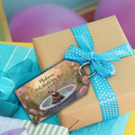 Begrüßungsfreudige Babydusche Geschenkanhänger