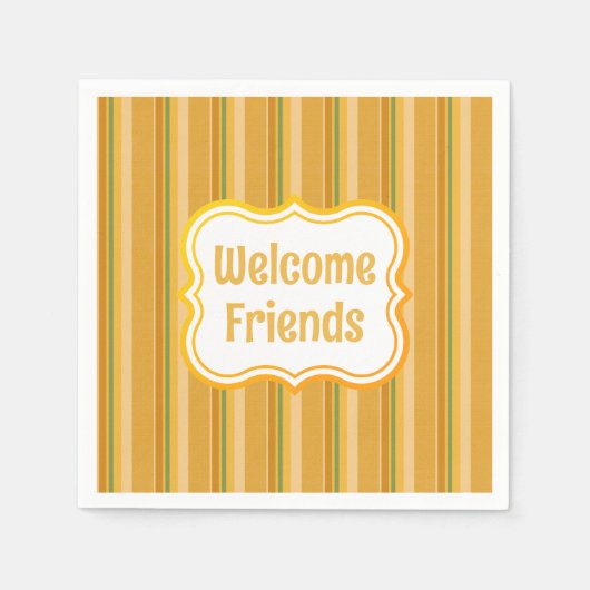 Begrüßungsfreunde Grünbuch Gelbes Orange Serviette (Vorderseite)