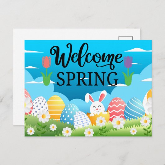 Begrüßungsfrühling Postkarte (Vorne/Hinten)