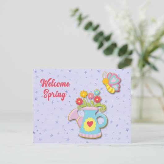 Begrüßungsfrühling Postkarte (Stehend Vorderseite)