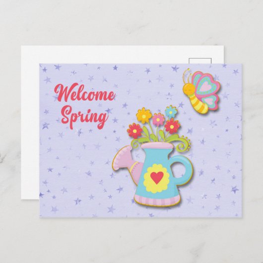 Begrüßungsfrühling Postkarte (Vorne/Hinten)