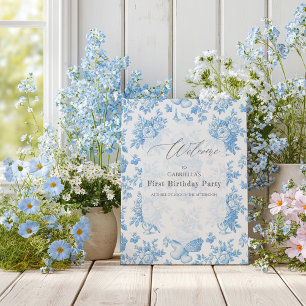 Begrüßungsgarten des französischen Toile-Blumenbär Poster