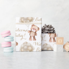 Begrüßungsgebär und Ballons Geschenkpapier