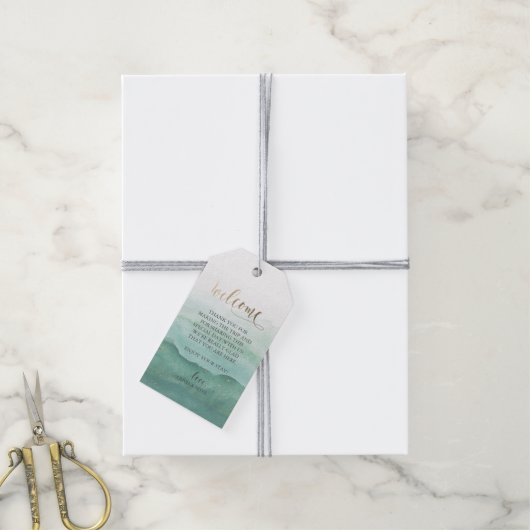 Begrüßungsgeschenk-Tag - Wasserfarbe Geschenkanhänger (Mit Garn)