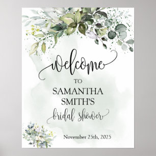 Begrüßungsgrün Eukalyptus-Brautparty Poster