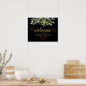 Begrüßungsgrün Eukalyptus Foliage Hochzeitschwarz Poster (Küche)