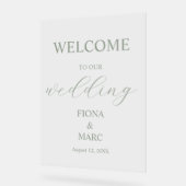 Begrüßungsgrün Hochzeit elegant Acrylschild (Winkel)